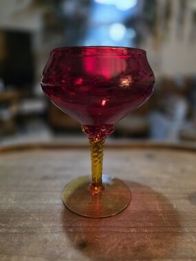 Vintage Empoli Amberina Goblet